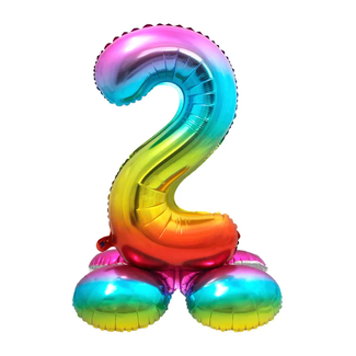 Folat Staande Folieballon Cijfer 2 Regenboog - 72 cm