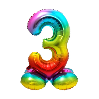 Folat Staande Folieballon Cijfer 3 Regenboog - 72 cm