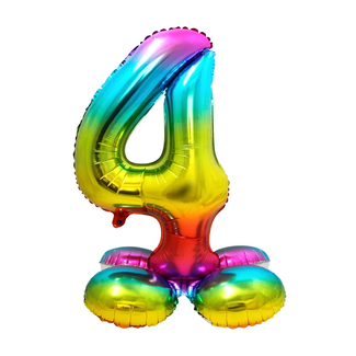 Folat Staande Folieballon Cijfer 4 Regenboog - 72 cm