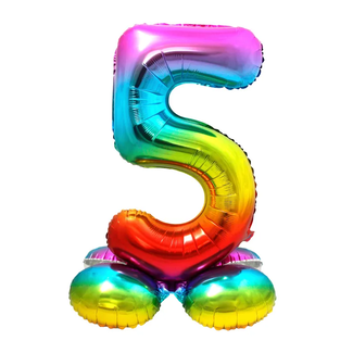 Folat Staande Folieballon Cijfer 5 Regenboog - 72 cm