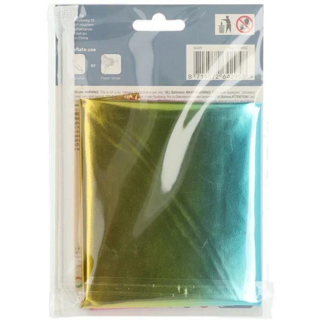 Staande Folieballon Cijfer 5 Regenboog - 72 cm