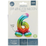 Staande Folieballon Cijfer 6 Regenboog - 72 cm