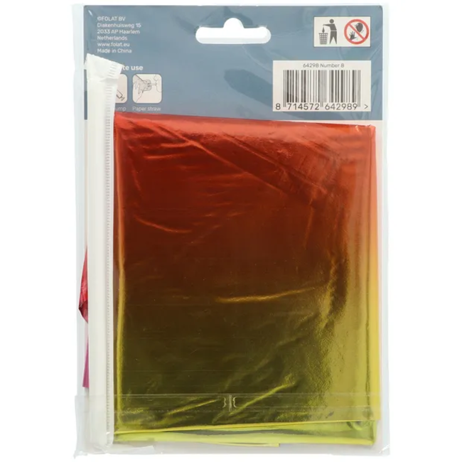 Staande Folieballon Cijfer 8 Regenboog - 72 cm