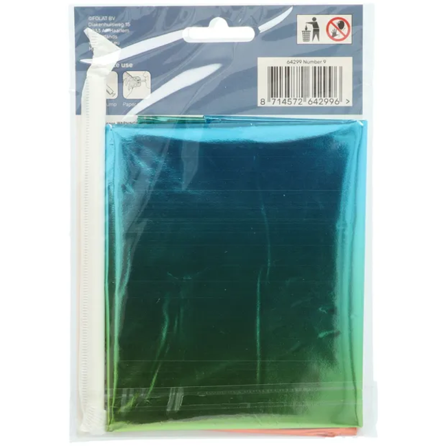 Staande Folieballon Cijfer 9 Regenboog - 72 cm