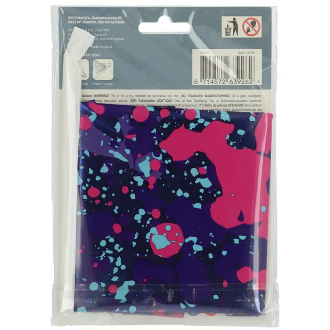 Staande Folieballon Cijfer 6 Paint Splash - 72 cm