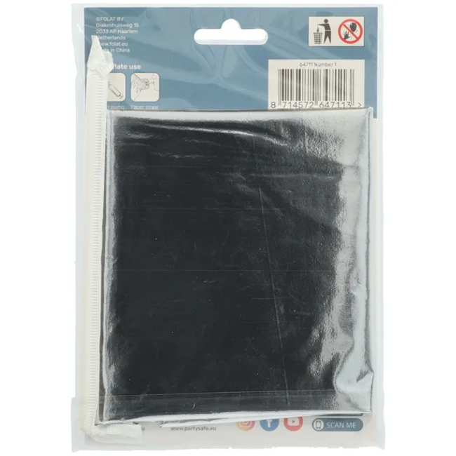 Staande Folieballon Cijfer 1 Zilverkleurig - 72 cm