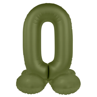 Folat Staande Folieballon Cijfer 0 - Olive Green - Ultra Matt - 72 cm