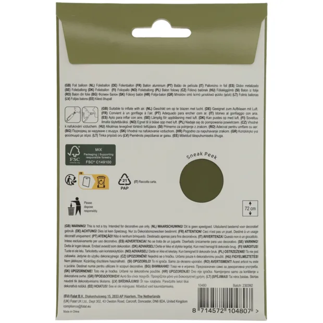 Staande Folieballon Cijfer 0 - Olive Green - Ultra Matt - 72 cm