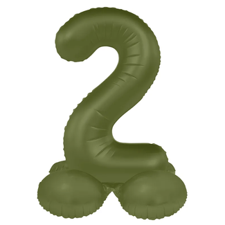 Folat Staande Folieballon Cijfer 2 - Olive Green - Ultra Matt - 72 cm
