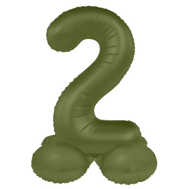 Staande Folieballon Cijfer 2 - Olive Green - Ultra Matt - 72 cm