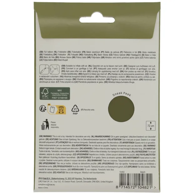 Staande Folieballon Cijfer 2 - Olive Green - Ultra Matt - 72 cm