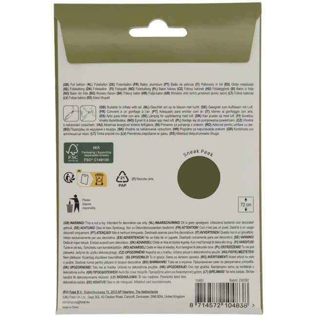 Staande Folieballon Cijfer 3 - Olive Green - Ultra Matt - 72 cm