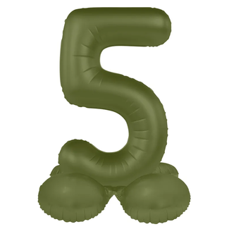 Folat Staande Folieballon Cijfer 5 - Olive Green - Ultra Matt - 72 cm