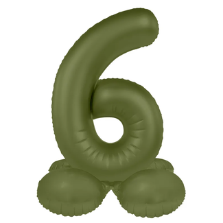 Folat Staande Folieballon Cijfer 6 - Olive Green - Ultra Matt - 72 cm