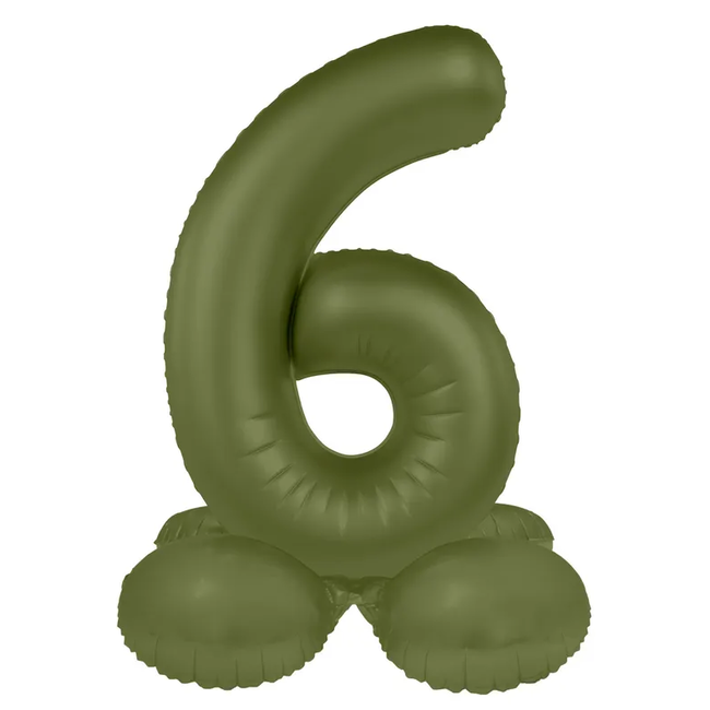 Staande Folieballon Cijfer 6 - Olive Green - Ultra Matt - 72 cm