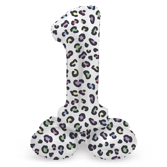 Staande Folieballon Cijfer 1 Bright Panther - 72 cm