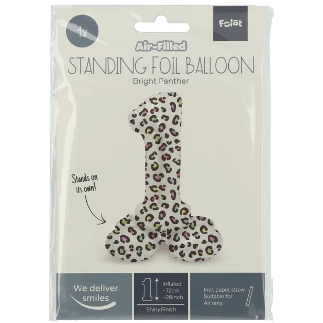 Staande Folieballon Cijfer 1 Bright Panther - 72 cm