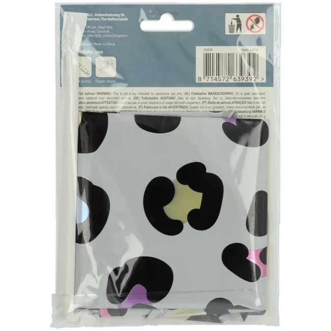 Staande Folieballon Cijfer 9 Bright Panther - 72 cm