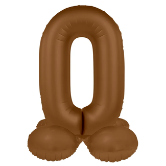 Folat Staande Folieballon Cijfer 0 - Chocolade Bruin - Ultra Matt - 72 cm