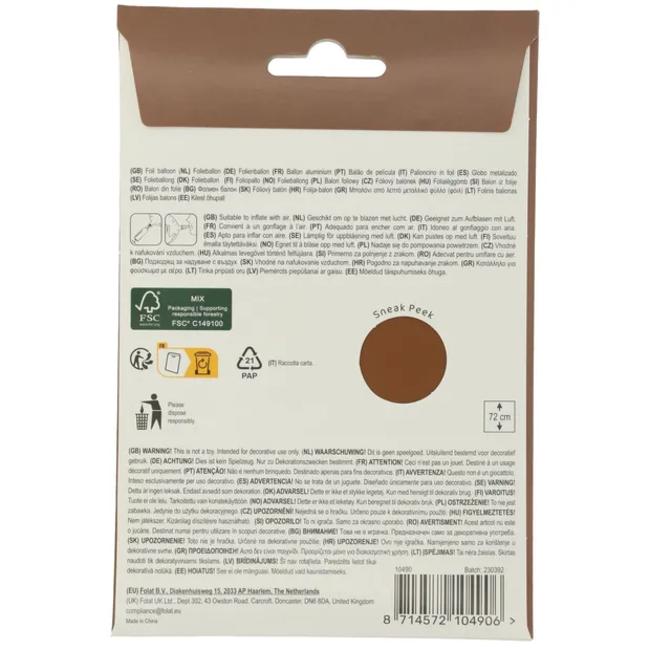 Staande Folieballon Cijfer 0 - Chocolade Bruin - Ultra Matt - 72 cm