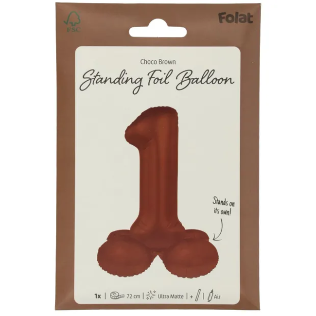 Staande Folieballon Cijfer 1 - Chocolade Bruin - Ultra Matt - 72 cm