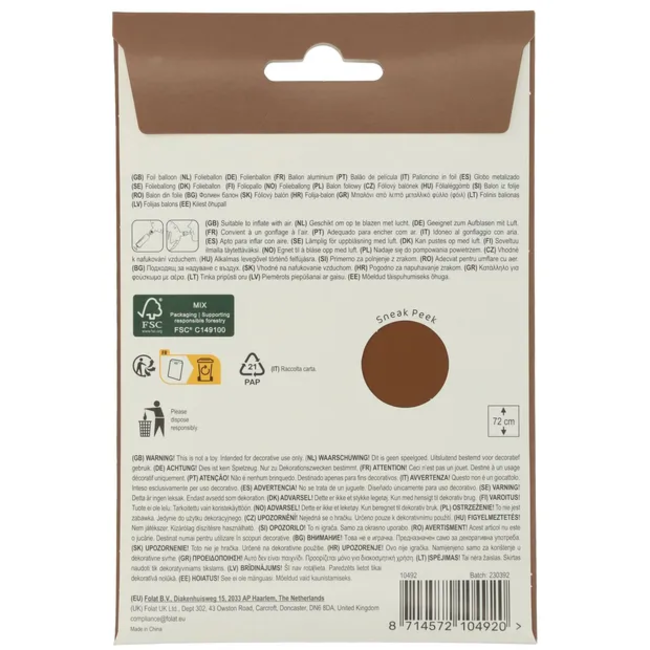 Staande Folieballon Cijfer 2 - Chocolade Bruin - Ultra Matt - 72 cm