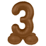 Staande Folieballon Cijfer 3 - Chocolade Bruin - Ultra Matt - 72 cm