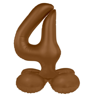 Folat Staande Folieballon Cijfer 4 - Chocolade Bruin - Ultra Matt - 72 cm
