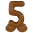 Staande Folieballon Cijfer 5 - Chocolade Bruin - Ultra Matt - 72 cm