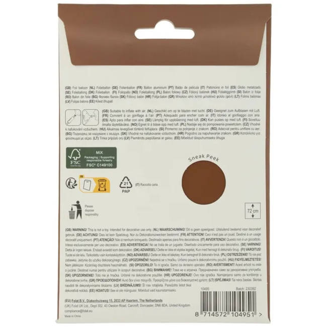 Staande Folieballon Cijfer 5 - Chocolade Bruin - Ultra Matt - 72 cm