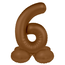 Staande Folieballon Cijfer 6 - Chocolade Bruin - Ultra Matt - 72 cm
