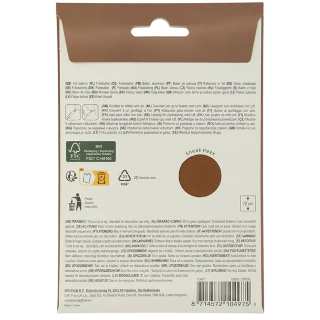 Staande Folieballon Cijfer 7 - Chocolade Bruin - Ultra Matt - 72 cm