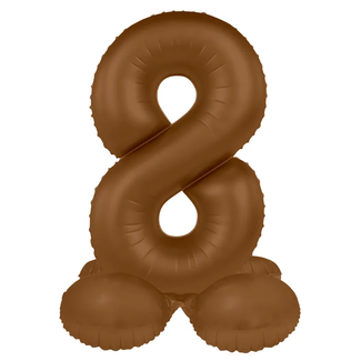 Folat Staande Folieballon Cijfer 8 - Chocolade Bruin - Ultra Matt - 72 cm