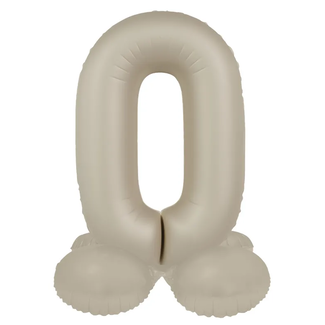 Folat Staande Folieballon Cijfer 0 - Creamy Latte - Ultra Matt - 72 cm