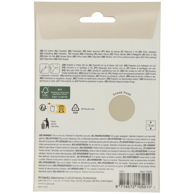 Staande Folieballon Cijfer 1 - Creamy Latte - Ultra Matt - 72 cm