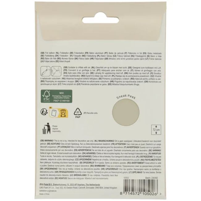 Staande Folieballon Cijfer 2 - Creamy Latte - Ultra Matt - 72 cm