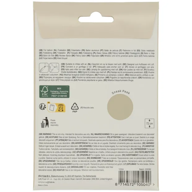 Staande Folieballon Cijfer 4 - Creamy Latte - Ultra Matt - 72 cm