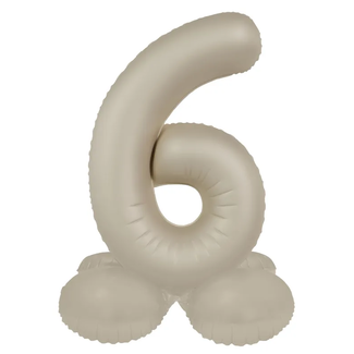 Folat Staande Folieballon Cijfer 6 - Creamy Latte - Ultra Matt - 72 cm