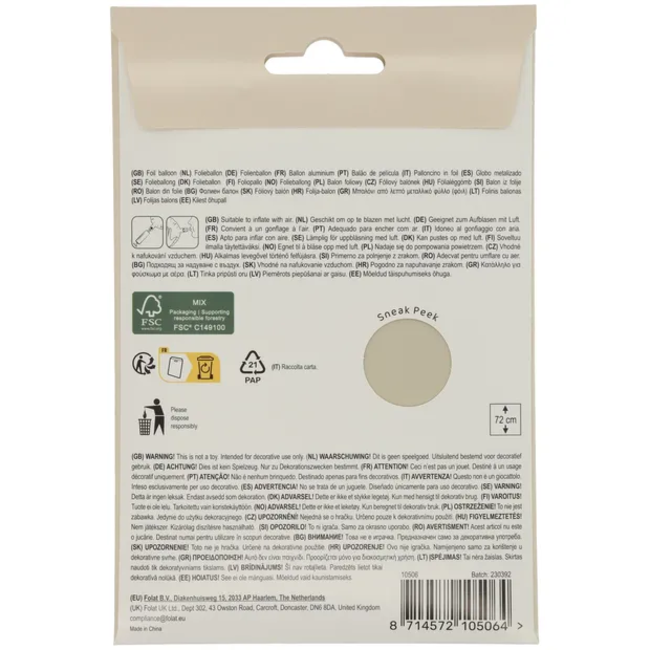 Staande Folieballon Cijfer 6 - Creamy Latte - Ultra Matt - 72 cm