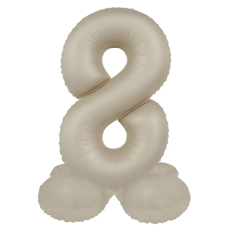 Folat Staande Folieballon Cijfer 8 - Creamy Latte - Ultra Matt - 72 cm