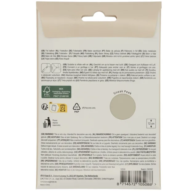 Staande Folieballon Cijfer 8 - Creamy Latte - Ultra Matt - 72 cm