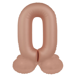 Folat Staande Folieballon Cijfer 0 - Vintage Rose - Ultra Matt - 72 cm