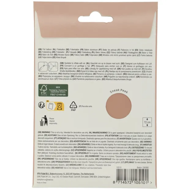 Staande Folieballon Cijfer 0 - Vintage Rose - Ultra Matt - 72 cm