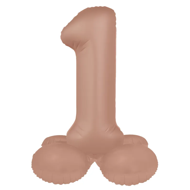 Staande Folieballon Cijfer 1 - Vintage Rose - Ultra Matt - 72 cm