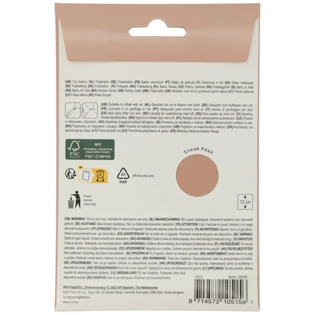 Staande Folieballon Cijfer 5 - Vintage Rose - Ultra Matt - 72 cm