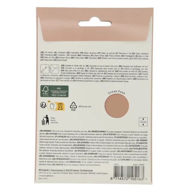 Staande Folieballon Cijfer 6 - Vintage Rose - Ultra Matt - 72 cm