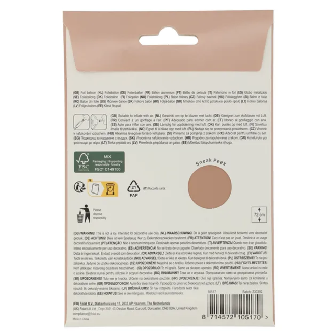 Staande Folieballon Cijfer 7 - Vintage Rose - Ultra Matt - 72 cm