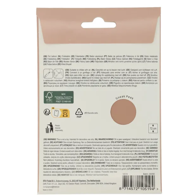 Staande Folieballon Cijfer 9 - Vintage Rose - Ultra Matt - 72 cm