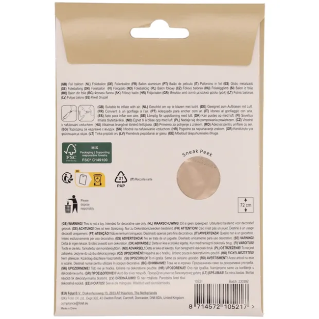 Staande Folieballon Cijfer 1 - Starlight Gold - Satin Gloss - 72 cm