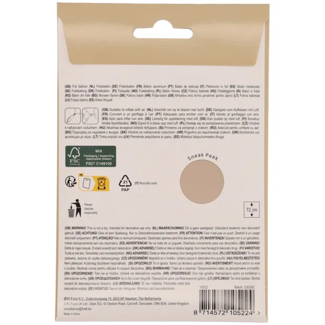 Staande Folieballon Cijfer 2 - Starlight Gold - Satin Gloss - 72 cm